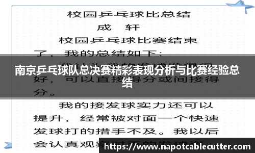 南京乒乓球队总决赛精彩表现分析与比赛经验总结